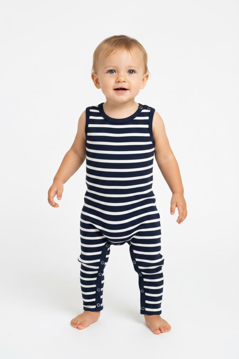 Blue cotton baby full jumpsuits